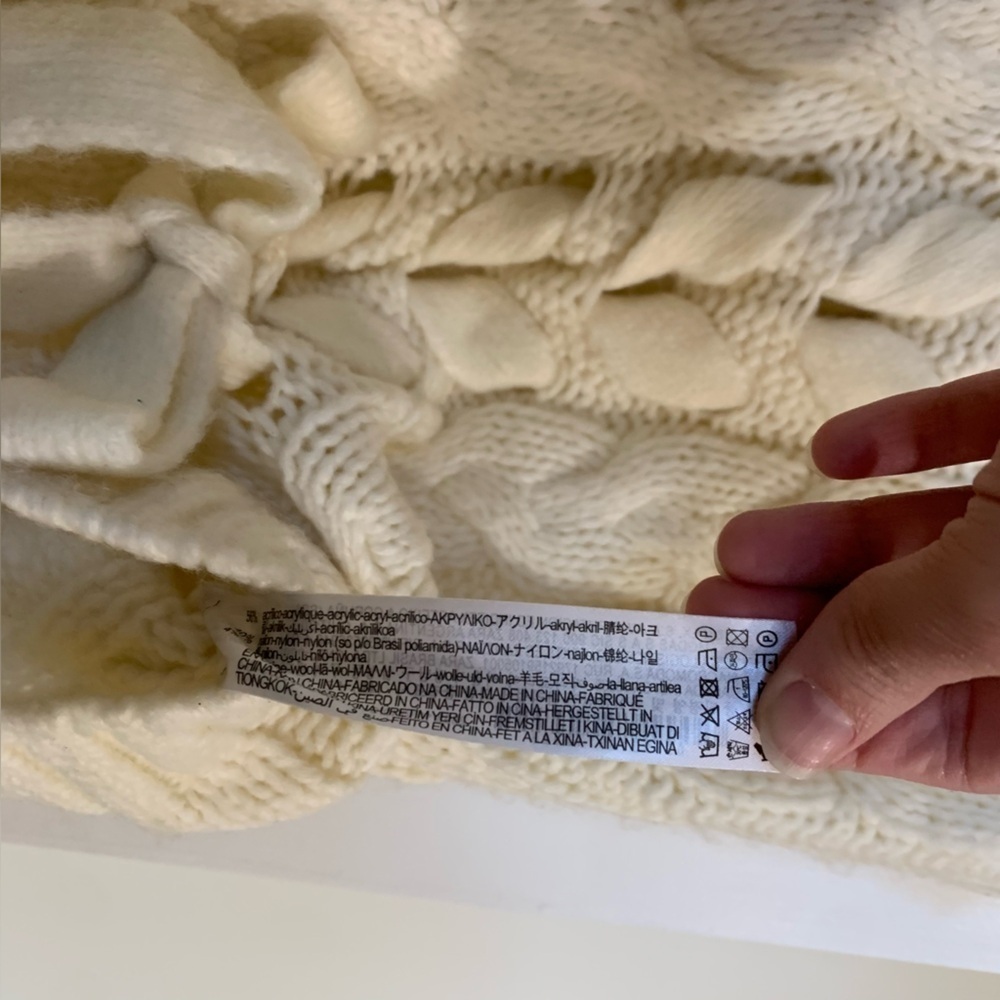 Zara Cable Knit Tie Detail Cream Sweater Vest Size Small Holiday Winter Preppy - Picture 7 of 10